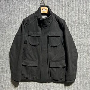 BKE Field Jacket Mens Medium Black Wool Blend Quilted Utility Athletic Fit Coat